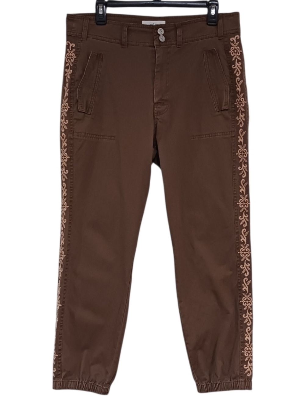 Sundance Melbourne Embroidered Jogger Pants Zipper Hem - Picture 3 of 11